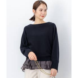 【加藤ローサさん着用】ウールカシミヤミックスボートネック ニット （ブラック系）