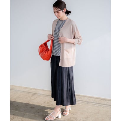 GIZAコットンチュールコンビ カットソー （ネイビー×オフ系2）｜詳細画像