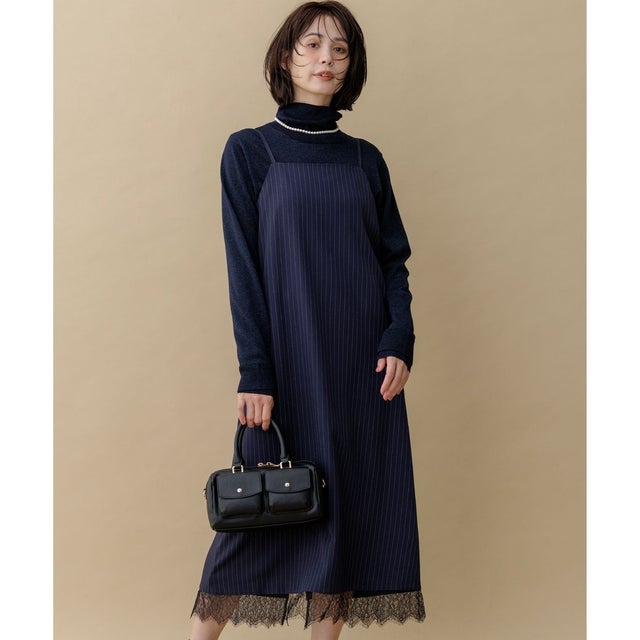 【WEB限定】レースドッキングキャミドレス （ネイビー系1）