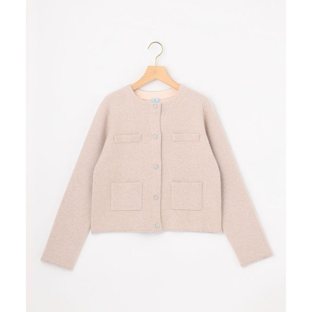 きらめきファー ニットジャケット （ピーチスキン系）
