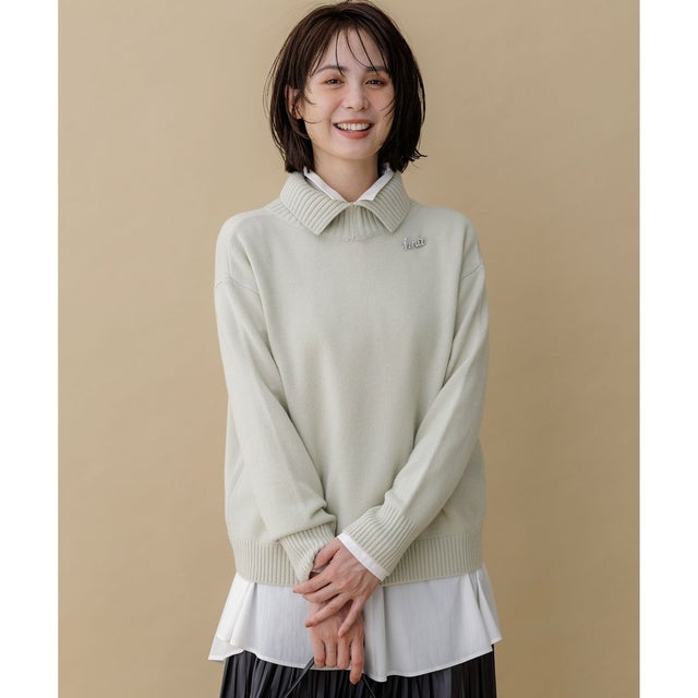 【前後着用可】ウールカシミヤミックス ハイネックニット （モスグリーン系）