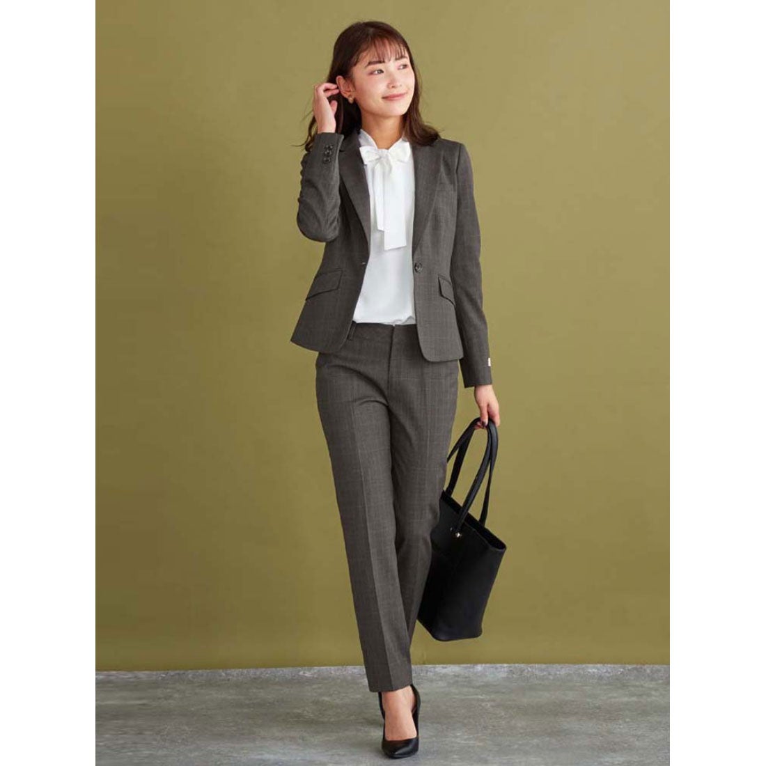 パーフェクトスーツファクトリー Perfect Suit FActory 【WEB限定】デレガントスーツ テーパードパンツ グレンチェック （ブラウン）