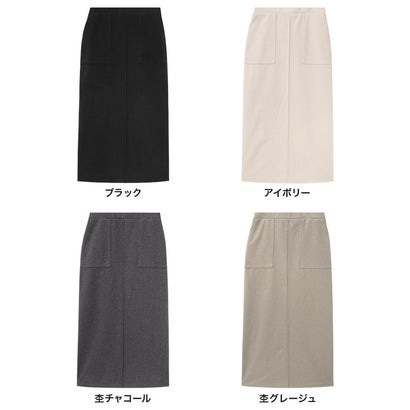 カット起毛ポケットIラインスカート （杢グレージュ）｜詳細画像