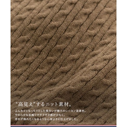 U.S. POLO ASSN. 選べるネックケーブルニット【Vネック】 （レッド×ネイビー）｜詳細画像
