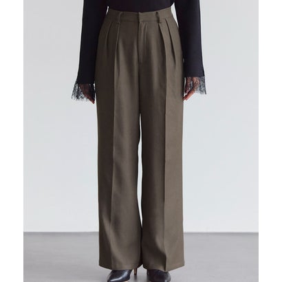 裏地起毛センタープレスタックワイドパンツ （チャコール）｜詳細画像