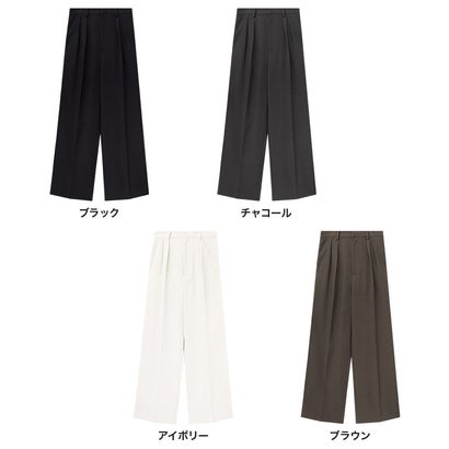 裏地起毛センタープレスタックワイドパンツ （チャコール）｜詳細画像