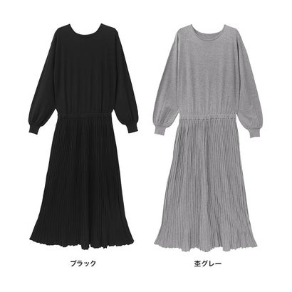 ピエロ Pierrot プリーツ切り替えニットワンピース （ブラック）｜詳細画像