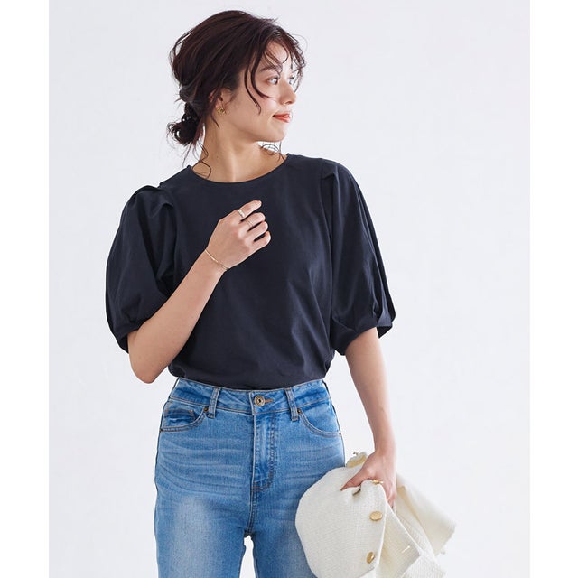 パフスリーブTシャツ （ネイビー）