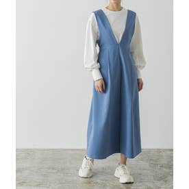 【低身長向け】ウエストマークジャンパースカート （ブルー）