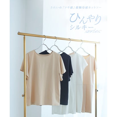 ひんやりシルキーフレンチスリーブチュニックカットソー （ブラック）｜詳細画像