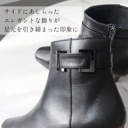[ポインター]本革バックル付きショートブーツ レディース PO-B5605 （ブラック）｜詳細画像