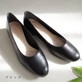 【本革】 パンプス 美脚 ラウンドトゥ 日本製 本革 レディース 3cmヒール 歩きやすい 痛くない 黒 靴 PO-PTN250 （ブラック）