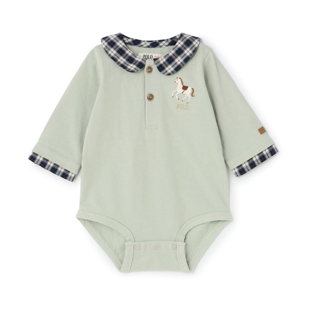 【POLO BCS】レイヤード風ロンパース （グリーン）