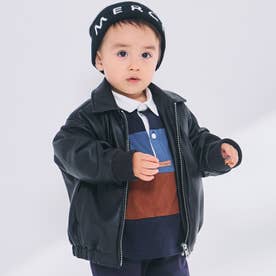 合皮中綿ブルゾン （黒）
