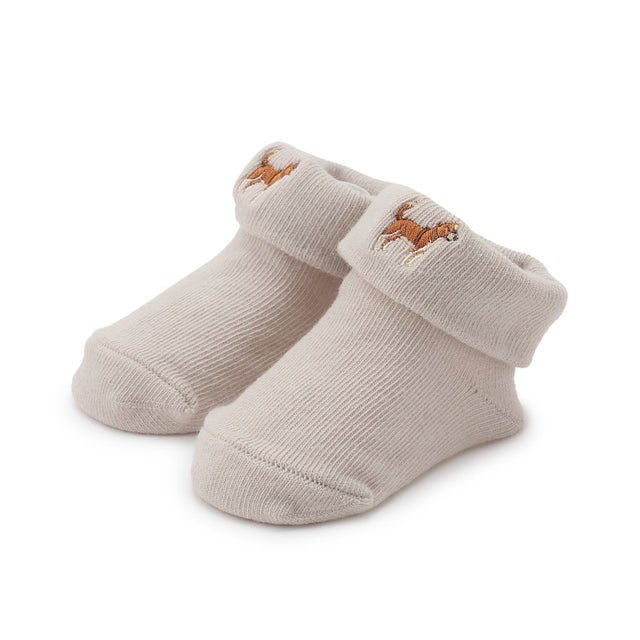 【POLO BCS】モチーフ刺しゅうソックス （薄ベージュ）