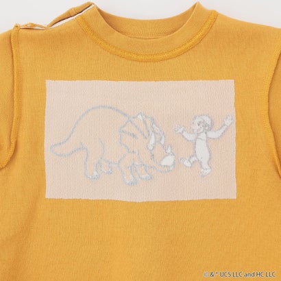 【おさるのジョージ】接結アップリケ長袖Tシャツ （黄）｜詳細画像