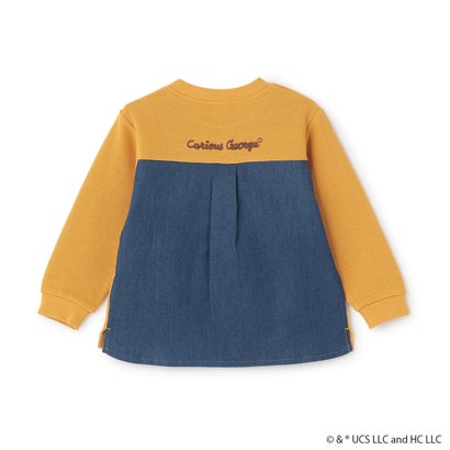 【おさるのジョージ】接結アップリケ長袖Tシャツ （ブルー）｜詳細画像
