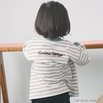 【おさるのジョージ】マルチボーダー長袖Tシャツ （生成）｜詳細画像