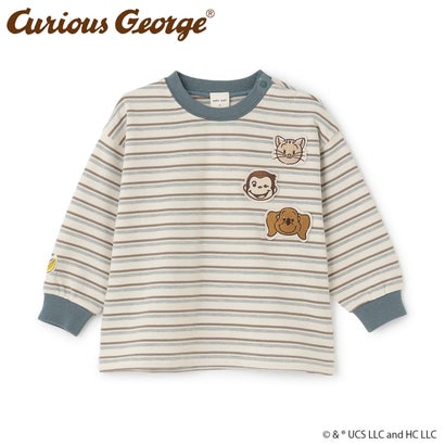 【おさるのジョージ】マルチボーダー長袖Tシャツ （生成）｜詳細画像