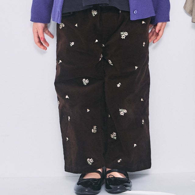 刺しゅうワイドパンツ （茶）