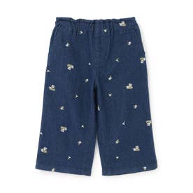刺しゅうワイドパンツ （ブルー）