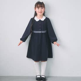 ピンタック衿ワンピース （紺）