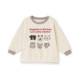 イヌネコゆるキャラミニ裏毛長袖Tシャツ （生成）