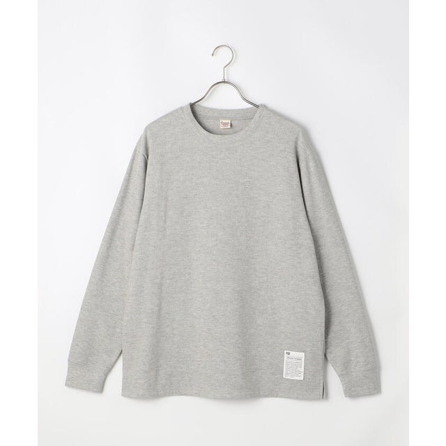 裏起毛ワッフル 長袖Tシャツ （グレー）
