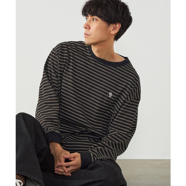 ボーダー ロングTシャツ （ブラック）