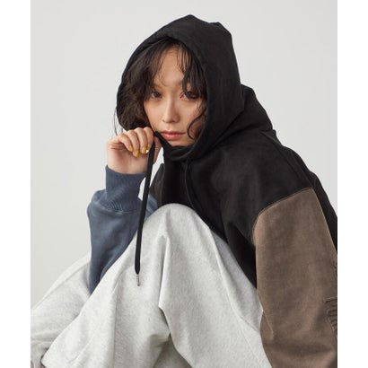 スエードタッチ ダンボールニットパーカー （ブルー）｜詳細画像