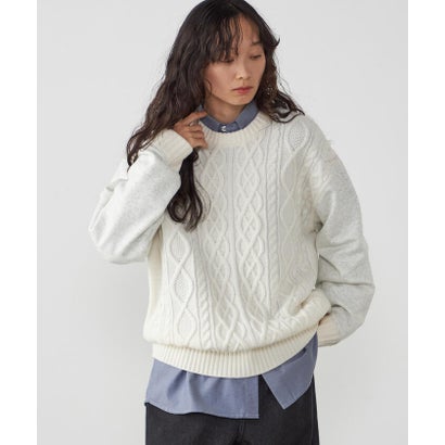 アランニット×裏シャギー ドッキングプルオーバー （ブラック）｜詳細画像