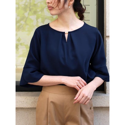 Perle Peche 2WAYペプラムスリーブブラウス（ピンク） -ファッション 