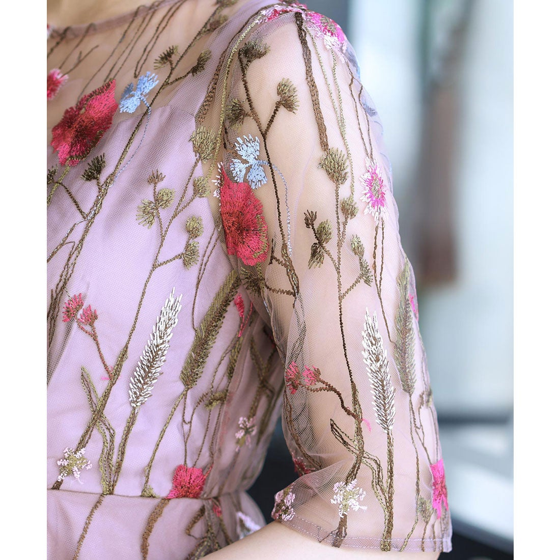 プールヴー PourVous シアー花柄・ロマンティックワンピース ロング