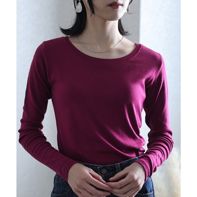フライス長袖Tシャツ （ラズベリー）