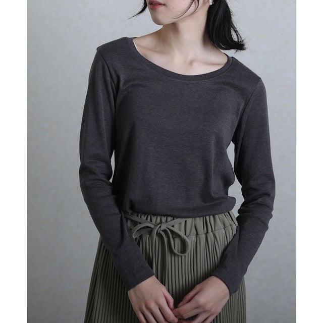 フライス長袖Tシャツ （チャコールグレー）