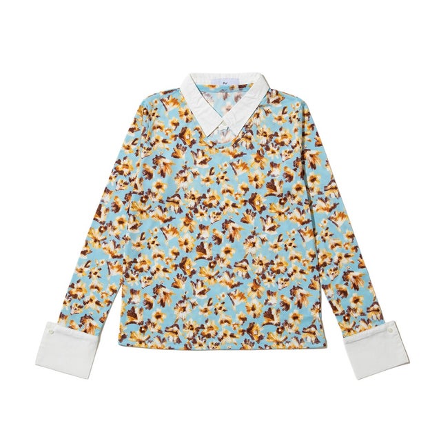 フラワープリントシャツ（flower print shirts） （LIGHT BLUE）