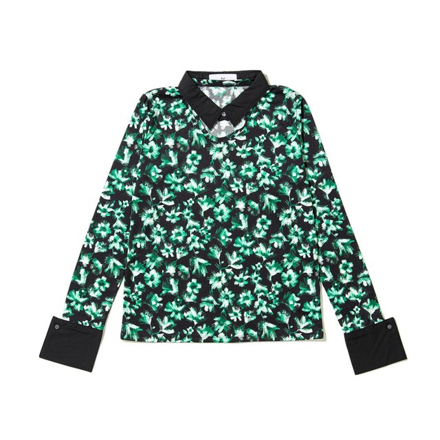 フラワープリントシャツ（flower print shirts） （BLACK）