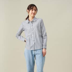 【Pitta Re:)】 ストレートベーシックカジュアルシャツ レギュラー衿 長袖 形態安定 （ダークブルー）