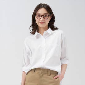 【Pitta Re:)】 イージーケアワイドシャツ 八分袖 カジュアルシャツ （ホワイト）