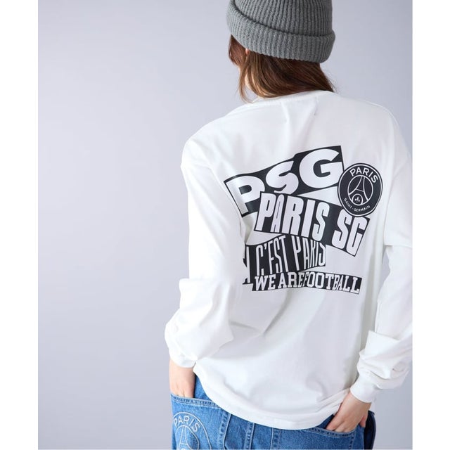 【/ パリ・サン＝ジェルマン】 JP sticker logo L/S（ホワイト）