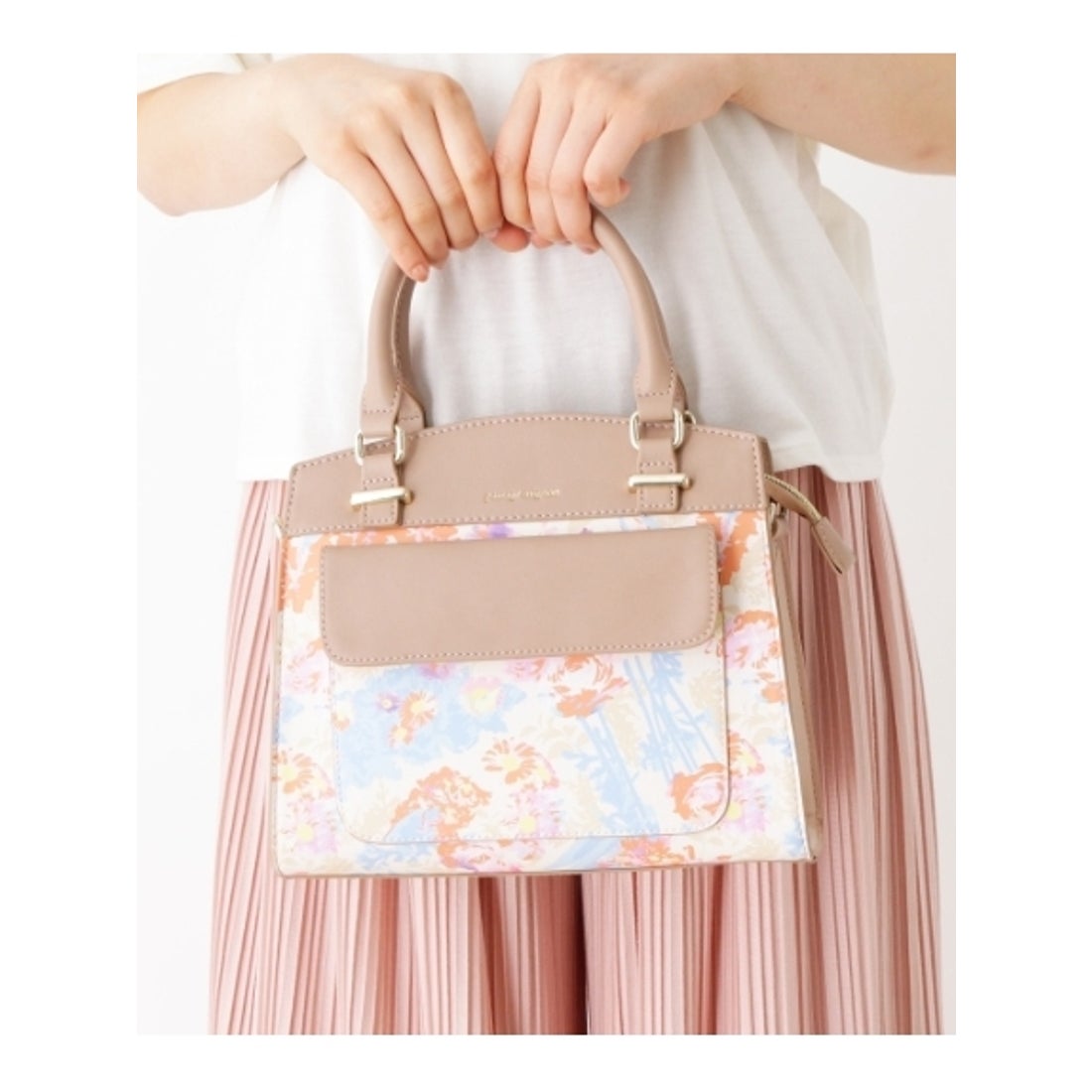パサージュ ミニョン passage mignon 花柄ボストンバッグ (ベージュ 