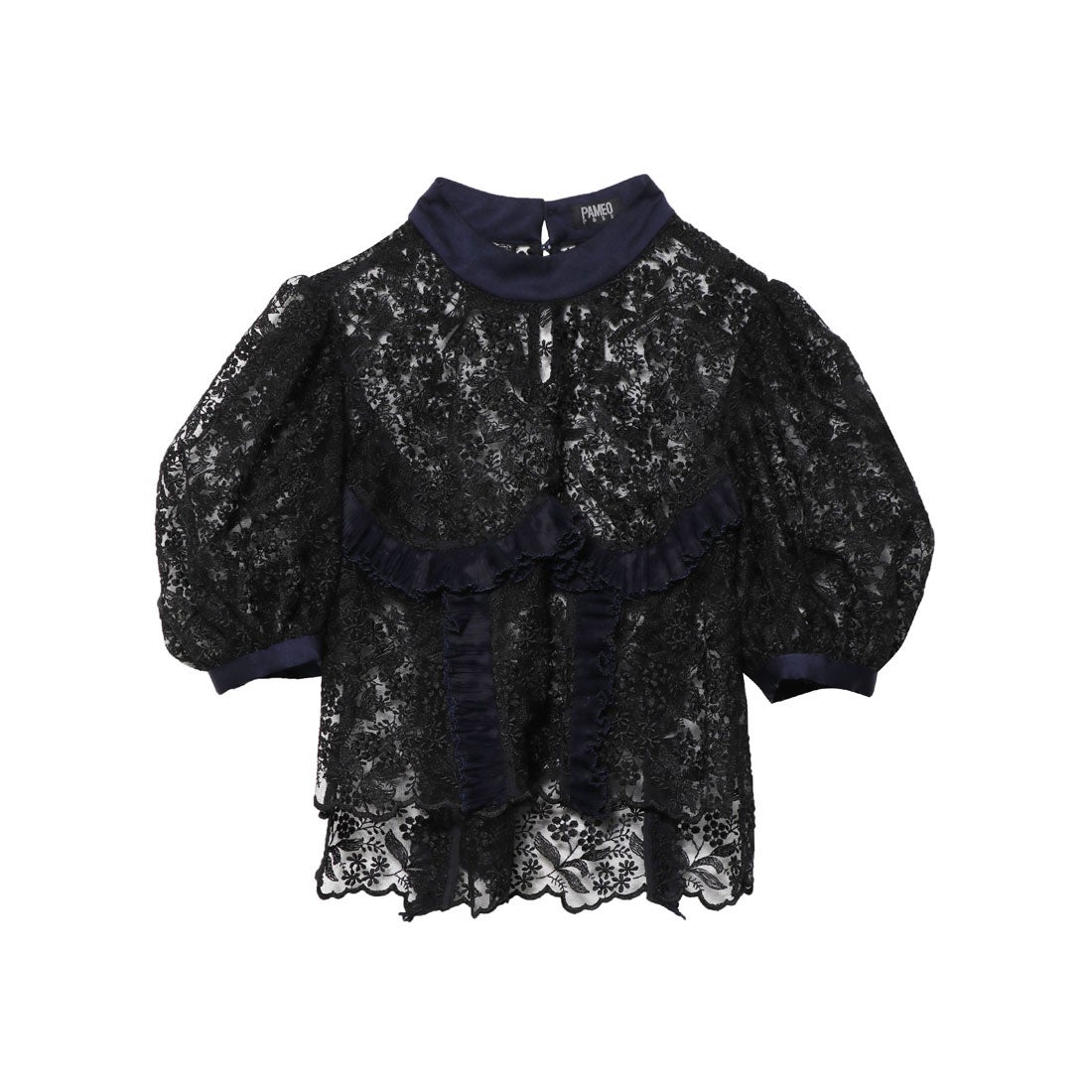 パメオポーズ PAMEO POSE Flower Petal Blouse （ブラック 