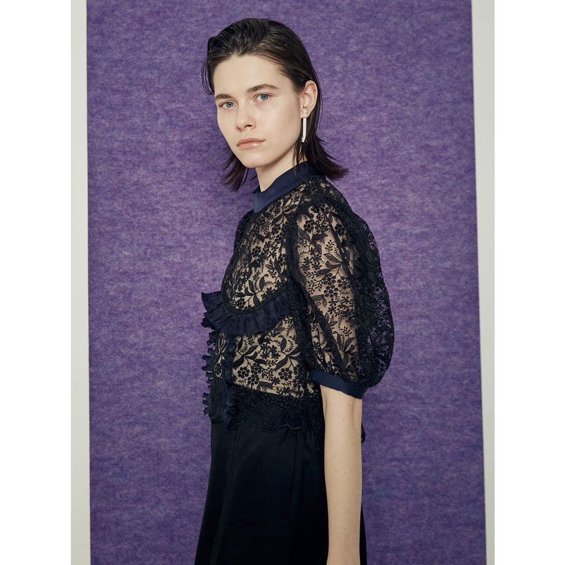 パメオポーズ PAMEO POSE Flower Petal Blouse （ブラック 