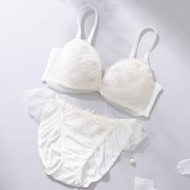 【EFカップ】フルールチュール3/4カップブラ＆ショーツ【返品不可商品】 （アイボリー）