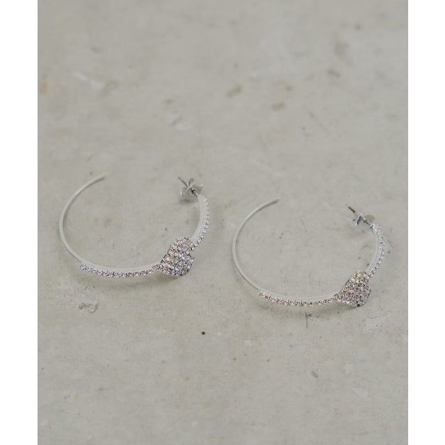 【Chico】ビジューハートフープピアス （silver）