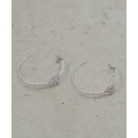 【Chico】ビジューハートフープピアス （silver）