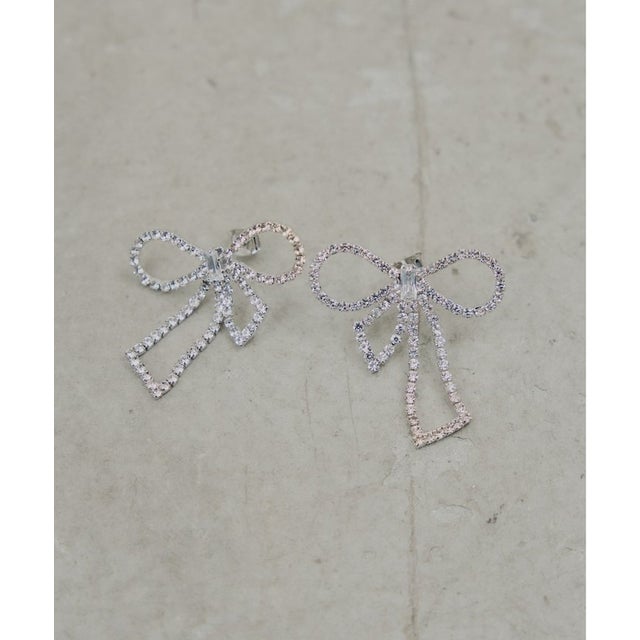 【Chico】ビジューリボンピアス （silver）