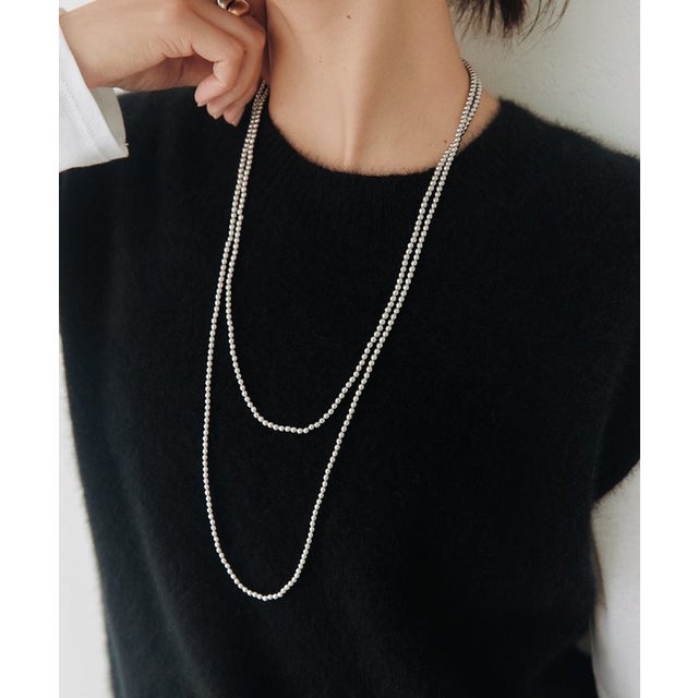 【RIVE DROITE】150cmボールビーズロングネックレス （silver）