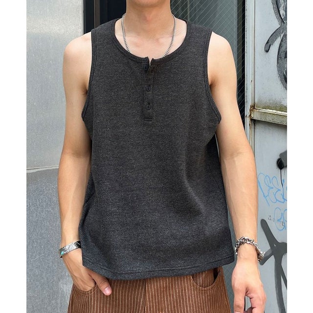 【Ciaopanic】ワッフルタンクトップ （charcoal）
