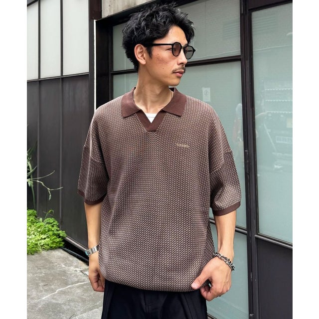 【Ciaopanic】バーズアイサマーニットポロシャツ （brown）